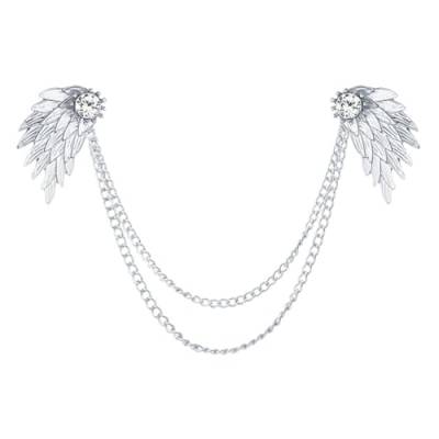 Hemdkragennadeln für Herren Unisex Wings Kragennadel Kette Hemdkragen Zubehör Anstecknadeln Geschenke (Color : White 2, Size : 17cm) von VKEID