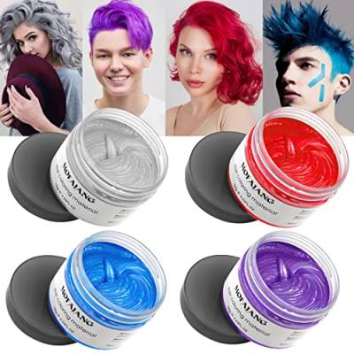 Temporäre Haarfarbe, Styling Haartone für Männer Frauen, Natürliche Frisur Pomade, Temporäre Haarfärbemittel Wachs für Party, Cosplay & Halloween, 4,23 Unzen (4 color) von VOLLUCK