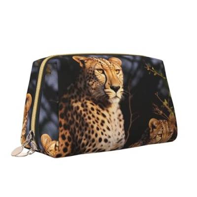 VTCTOASY Make-up-Tasche mit Wildtier-Leopardenmuster, tragbar, vielseitig, Kulturbeutel, große Kapazität, Kosmetiktasche für Damen, weiß, Einheitsgröße, weiß, Einheitsgröße von VTCTOASY