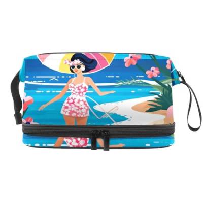 Make up Tasche klein,Make up Reisetasche,Strand Sommer mädchen Meer,Make up Organizer Tasche von VTGHDEEQ