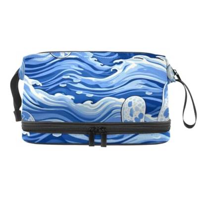 Reise Make up Tasche,Reise Kulturbeutel für Damen,Blauer Hintergrund Hausschuhe,Kosmetik Reisetasche von VTGHDEEQ