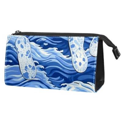 Reise Make up Tasche,Reise Kulturbeutel für Damen,Blauer Hintergrund Hausschuhe,Kosmetik Reisetasche von VTGHDEEQ