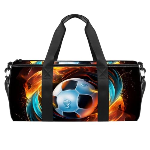 Sporttaschen für Herren,Reisetaschen für Damen,Flammender Fußball,Trainingstasche von VTGHDEEQ