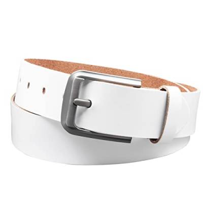 Vascavi Ledergürtel, 4 cm breit, Echtes Leder, Unisex Gürtel für Damen und Herren, MADE IN GERMANY, AM55-SL-Weiss-115 von Vascavi