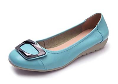 VenusCelia Flache Damenschuhe mit Schnalle, Blau (aqua), 37 EU von VenusCelia