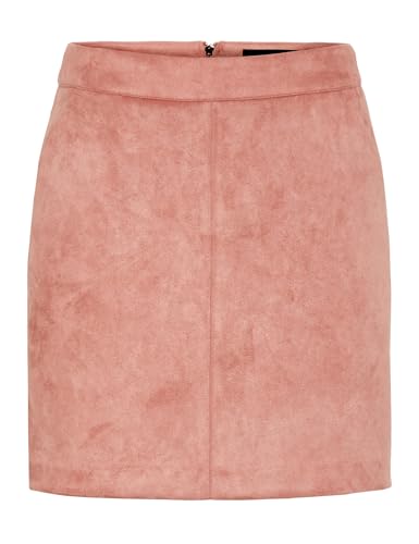 VERO MODA Damen Velours Minirock Kurzer Stretch Bleistiftrock Samt Nicki Stoff VMDONNADINA, Farben:Rosa-2, Größe:S von VERO MODA