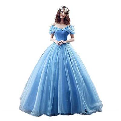 Victory Bridal Damen Wunderschoen Blaues Kurzarm Abendleider Quincenera Ballkleider Lang Promkleider Cinderella -46 Blau von Victory Bridal