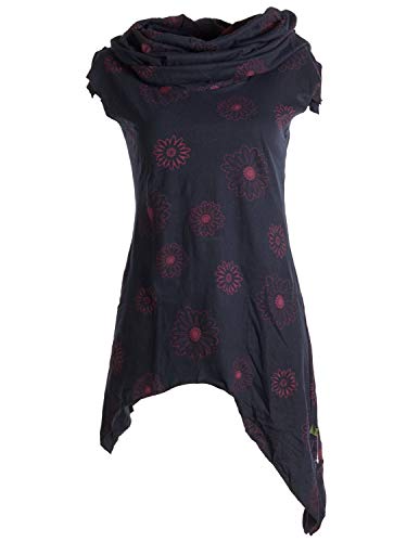 Vishes - Alternative Bekleidung - Bedruckte Tunika aus Baumwolle mit Kragenkapuze schwarz-rot 36 (S) von Vishes