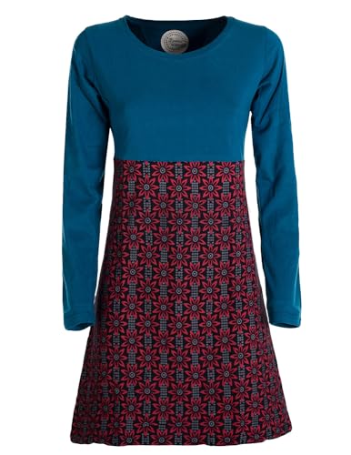 Vishes - Alternative Bekleidung - Damen Langarm Longshirt-Kleid Sweatkleid Tunika-Kleid Shirt-Kleid türkis 36 von Vishes