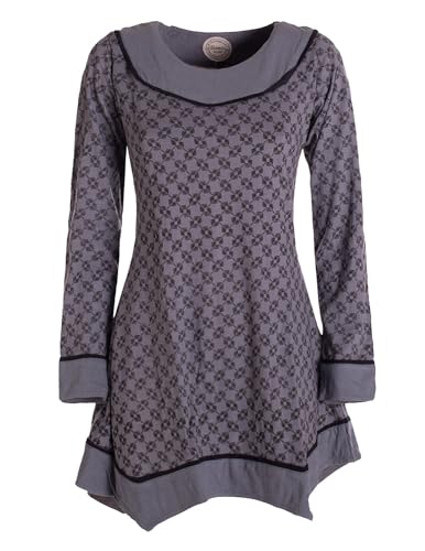 Vishes - Alternative Bekleidung - Langarm Damen Tunika Shirt-Kleid Ethno Zipfel-Bluse Blusenkleid dunkelrot 44-46 von Vishes