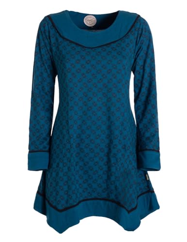 Vishes - Alternative Bekleidung - Langarm Damen Tunika Shirt-Kleid Ethno Zipfel-Bluse Blusenkleid türkis 44-46 von Vishes