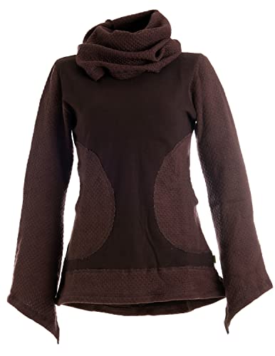 Vishes - Alternative Bekleidung - Warmer Damen Langarm Pullover aus Baumwolle Schalkragen gestrickt braun 38 von Vishes