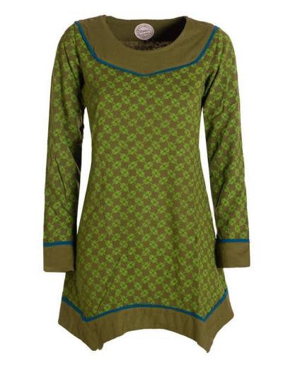 Vishes Tunikakleid Langarm Damen Tunika Shirt-Kleid Ethno Zipfel-Bluse Blusenkleid Elfen, Hippie, Boho Style von Vishes