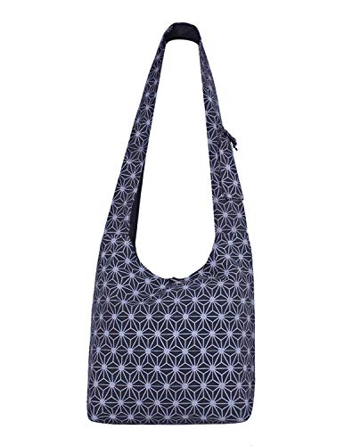 Vishes Unisex Umhängetasche Schultertasche - Tasche zum Umhängen für die Schulter Asanoha Druck schwarz von Vishes