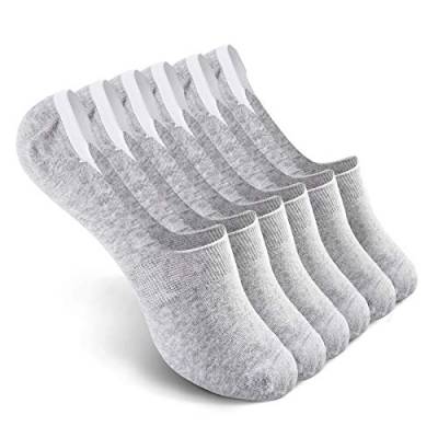 Vkele unsichtbare Sneaker socken Füßlinge Sommersocken Herren & Damen | Größe: 43 44 45 46 | mit Silikonpad | Hellgrau | 6 Paar von Vkele