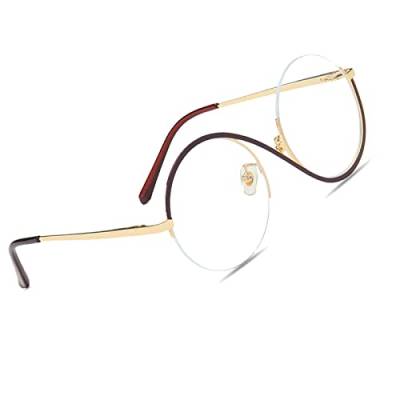Blaulichtfilter Brille Ohne Stärke Vintage Fake Brille Brillenfassung für PC Handy und Fernseher Brille Herren Damen Unisex C3 von Voolga