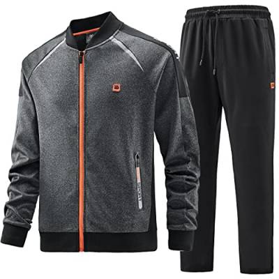 W JIANWANG Herren Jogginganzug Trainingsanzug Sportanzug Fußball Sporthose für Gym Tracksuit Atmungsaktiv Hausanzug Grau JW-143-L von W JIANWANG