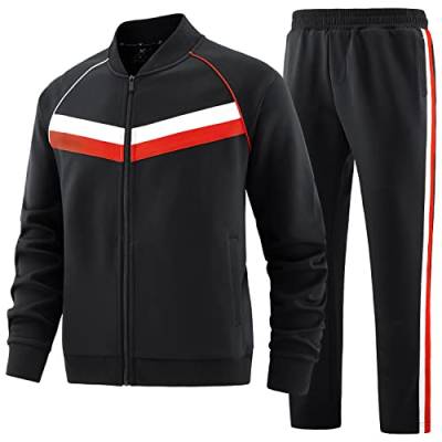 W JIANWANG Herren Jogginganzug Trainingsanzug Sportanzug Fußball Sporthose für Gym Tracksuit Atmungsaktiv Hausanzug Schwarz JW-254-XXL von W JIANWANG