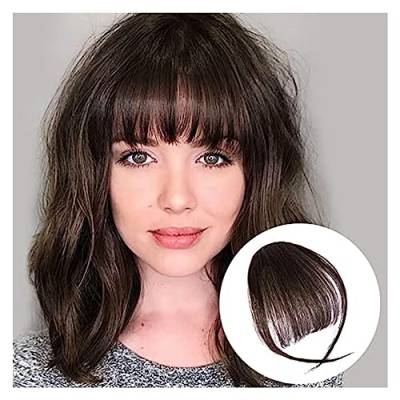 Pony Haarspange Clip-in-Pony-Extensions, Wispy Bangs, Fransen-Haarteile for Frauen, Clip-on-Air-Bangs, flache, ordentliche Pony-Haarverlängerung for den täglichen Gebrauch Haarstücke (Color : Dark Br von WAOCEO