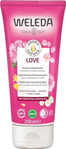 WELEDA Bio Love Duschgel vegan - Naturkosmetik Aroma Shower Duschseife für Frauen & Männer mit Rose, Jasmin & Ylang Duft, Natürliche Hautpflege Dusche zur Reinigung von Gesicht & Körper (1x 200ml) von WELEDA