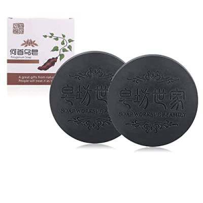 Black & Thick Hair Fallopia Multiflora Shampoo Bar, Anti-haarausfall Shampoo-Bar, Haar Verdunkelungs Festes Shampoo-Stück, Organisches Polygonum Multiflorum Soap für Männer und Frauen (2PCS) von WESTCITY