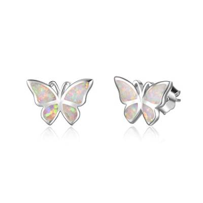 WINNICACA Schmetterling Ohrringe Sterling Silber Einfache Weiße Opal Ohrstecker Geschenke für Frauen Freundin von WINNICACA