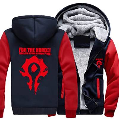 Herren Frühling Hoodies Jacken Warcraft World/Für die Horde Sweatshirt Full Zip Cardigan Pullover Kapuzenpullover Langarm Pullover Oberbekleidung,Red-Aldult 3XL von WIOSEN