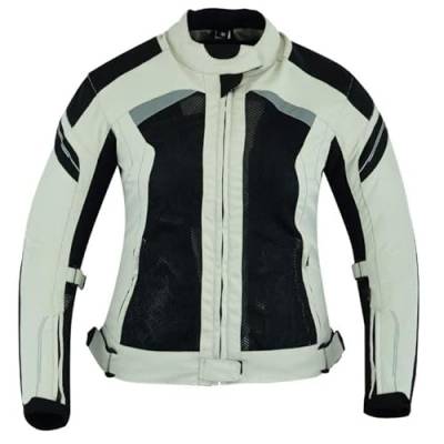 WMW WALI MOTO WEAR Damen Motorradjacke neuer textiler Sommermantel, wasserabweisende, winddichte Damenjacke für Sommer Motorradjacke mit Protektoren (as3, alpha, 3x_l, regular, regular, GRAY) von WMW WALI MOTO WEAR