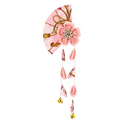 WOFASHPURET 1stk Kopfbedeckung Im Japanischen Stil Kimono-haarschmuck Silberstäbchen Für Die Haare Fans Geformt Haarspange Haarspangen Für Damen Sakura-quaste Blumen Stoff Fräulein Bademantel von WOFASHPURET