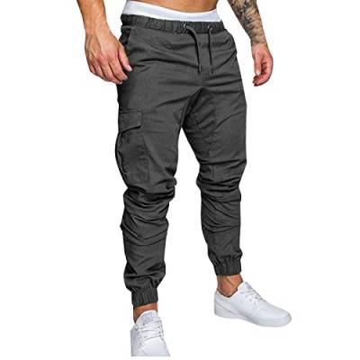 WSKMHK Breite Hosen Herren Jogginghose Mit Elastischer Taille Und Kordelzug In Übergröße, Cargohosen Für Herren 2024 Grau 4XL von WSKMHK