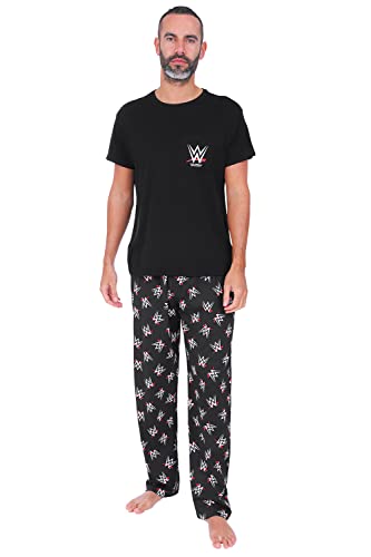 WWE Herren-Pyjama-Set, lang, Schwarz, Schwarz , L von WWE