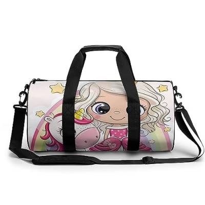 Sporttasche Einhorn Mädchen Reisetasche Weekender Schwimmtasche Gym Bag Trainingstasche Für Herren Damen 45x23x23cm von Wangsxing