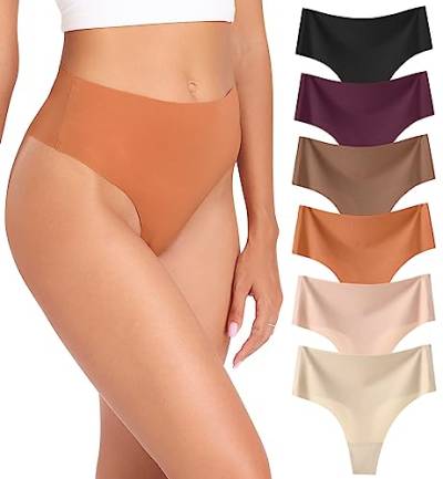 Wealurre Tanga Damen String Seamless Slips Damen High Waist Unterwäsche Nahtlose Unsichtbarer Unterwäsche Frauen Mehrpack 6er Pack,Verlaufsfarbe,M von Wealurre