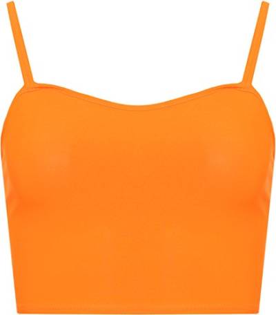 WearAll - Damen Camisole Träger Crop Bralet Vest Top - Neon Orange - 40-42 von WearAll