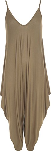 WearAll - Damen Lagenlook Strappy Ausgebeult Harem Jumpsuit Kleid Top Playsuit - Mokka - 48-50 von WearAll