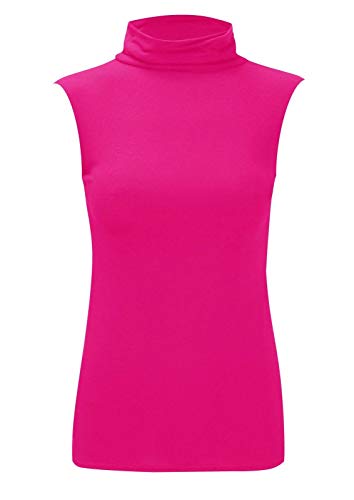 WearAll Damen-Oberteil mit Rollkragen, ärmellos, Übergröße, Größen 42-48, fuchsia, 46-48 von WearAll