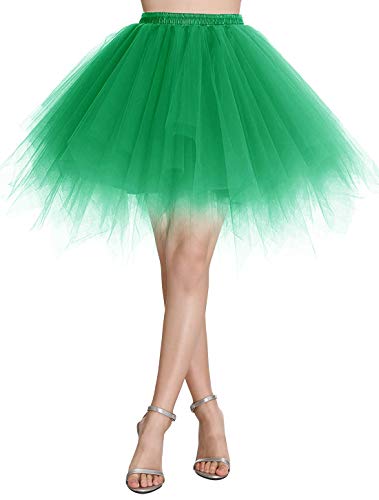 Wedtrend Damen Petticoat Tutu Tüllrock 50er Kurz Ballet Tanzkleid Unterrock Cosplay Crinoline Rockabilly für Karneval Partykleid WTC10036GreenS von Wedtrend