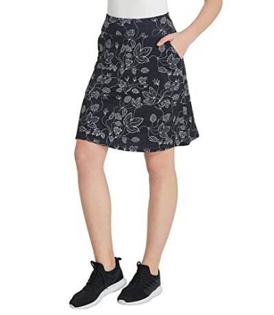 Westkun Damen Skort Knielang Hosenrock Wanderrock Sportrock mit Innenhose Tennisrock Golfrock Lauf Outdoor Reisen Sommer Röcke mit Tasche Weiße Blume S von Westkun