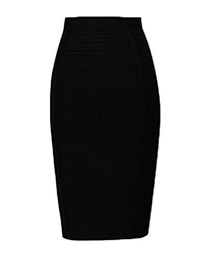 whoinshop Damen Bleistiftrock Stretch Slim Fit Midi Bandage Bleistiftrock, schwarz, X-Groß von whoinshop