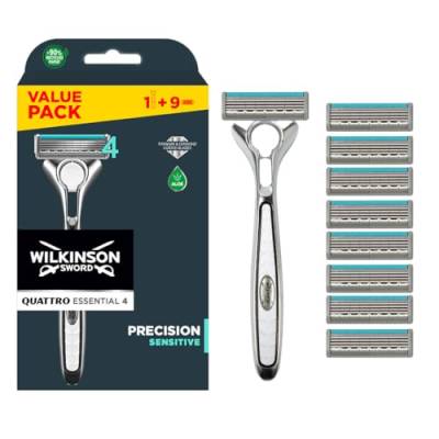 Wilkinson Sword Quattro Titanium Rasierklingen mit Herren Rasierer (sortiert Edition nicht wählbar) 8 St von Wilkinson Sword