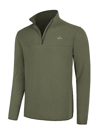 Willit Herren Fleece Pullover Viertel Reißverschluss Pullover Kaltes Wetter Thermo Shirt Jacke Leicht, Grün (Army Green), XX-Large von WILLIT