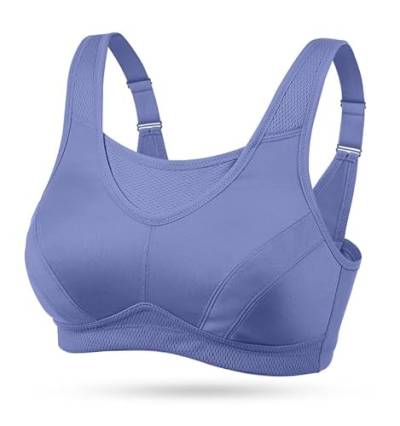 Wingslove Damen Starker Halt Sport BH Große Brüste Ohne Bügel Breite Träger Verschluss Bustier Lauf Joggen Bra (Lila 75C) von Wingslove