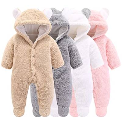 Neugeborene Baby Cartoon Bär Schneeanzug Wintermantel Fleece Kapuze Strampler Jumpsuit (Khaki, 9-12Monat) von Winmany