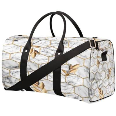 Art Marble Rhombus Leaves Travel Duffle Bag for Women Men Girls Boys Weekend Overnight Bags 22.7L Tote Cabin Luggage Bag for Sports Gym Yoga, farbe, 22.7 L, Taschen-Organizer von WowPrint