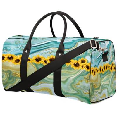 Art Marble Sunflower Travel Duffle Bag for Women Men Girls Boys Weekend Overnight Bags 22.7L Tote Cabin Luggage Bag for Sports Gym Yoga, farbe, 22.7 L, Taschen-Organizer von WowPrint