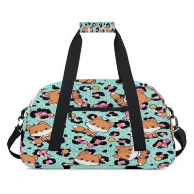 Cartoon Foxs Color Leopard Kinder Seesack für Mädchen Jungen, Foxs Lustige Übernachtung Wochenender Reisetasche 24L Sport Gym Duffel Bag Praxis Tote Tragetasche, farbe, (24L) UK, Taschen-Organizer von WowPrint