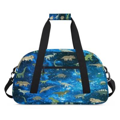 Nebula Dinosaurier Kinder Duffel Taschen für Mädchen Jungen, Dinosaurier Niedlich Overnight Weekender Reisetasche 24L Sport Gym Duffel Bag Praxis Tote Tragetasche, farbe, (24L) UK, Taschen-Organizer von WowPrint