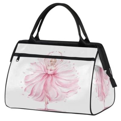 Niedliche Ballerina-Reisetasche für Damen, Herren, Kinder, Mädchen, Ballerina, Wochenende, Übernachtungstaschen, 24 l, Reisetasche für Sport, Fitnessstudio, Yoga, farbe, (24L) UK, Taschen-Organizer von WowPrint