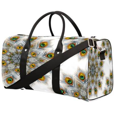 Peacock Feather Mandala Travel Duffle Bag for Women Men Girls Boys Weekend Overnight Bags 22.7L Tote Cabin Luggage Bag for Sports Gym Yoga, farbe, 22.7 L, Taschen-Organizer von WowPrint