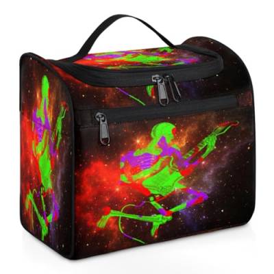 Rock Skull Reise-Make-up-Tasche für Damen, Herren, Kinder, Mädchen, Jungen, Weltraumschädel Galaxie, 11,2 l, Kosmetiktasche, Kulturbeutel, Kulturbeutel, Kulturbeutel, Organizer, Duschtasche, farbe, von WowPrint